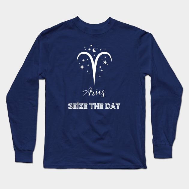 Aries Zodiac Long Sleeve T-Shirt by Salasala